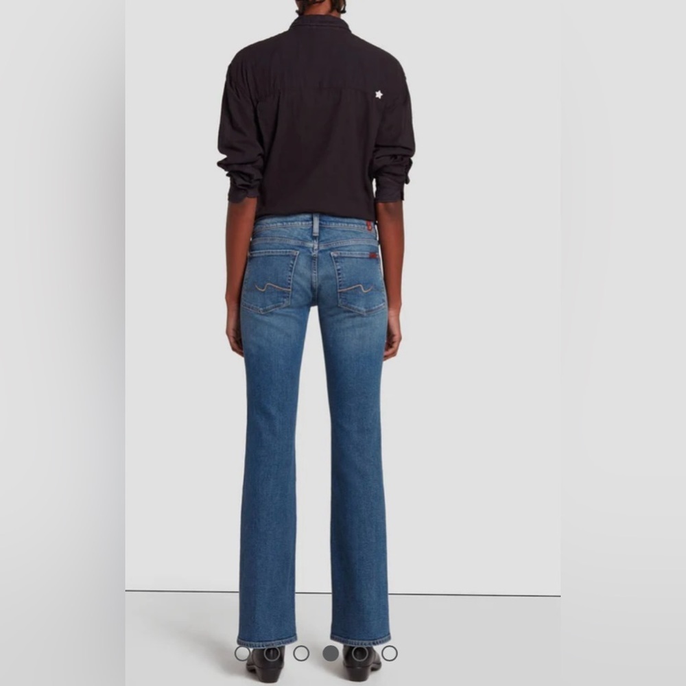 7 For All Mankind Women's Boot Cut Jeans in Medium Blue - Picture 3 of 16